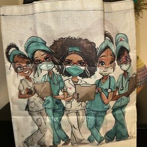 Nurse Themed Tote Bag with Cartoon Design
